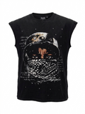 "Masked Vision" Raw-Hem Sleeveless Tee