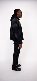 Distressed Heavy Black Designer Hoodie 