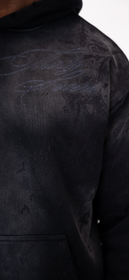 Distressed Heavy Black Designer Hoodie Graphic print details 