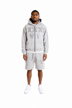 Heather Grey XXXVI distressed shorts set tracksuit thirtysixers 36 designer set 