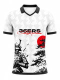 japan football jersey thirtysixers White sports jersey with black and red graphics and text on a white background
