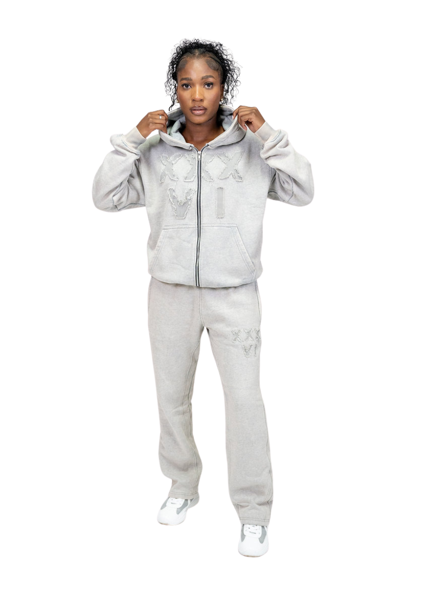 XXXVI Heather Grey Acid Wash Tracksuit