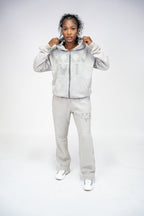XXXVI Heather Grey Acid Wash Tracksuit