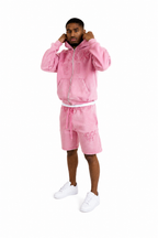 xxxvi pink tracksuit shorts set thirtysixers 36 pink hoodie pink shorts zip up hooduie